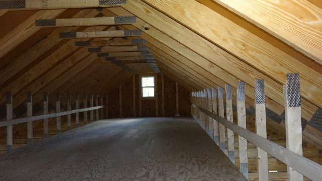 pressure-treated floors of a prefab garage