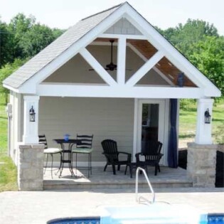 16 x 20 custom built pool house with a lot of charm and comfort
