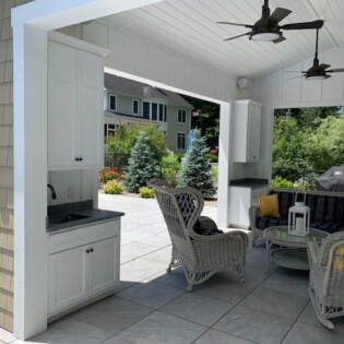 Beautiful open interior of the 20 x 20 pool house