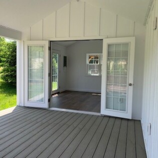 View of finished interior from outside deck area.